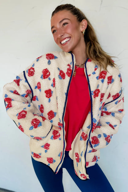 Get Stuff Done Floral Fleece Jacket