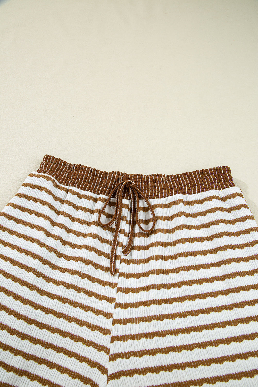 Stripe Collared Top and Drawstring Pants Set