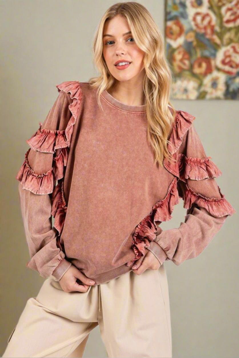 Desert Rose Ruffle Sweatshirt