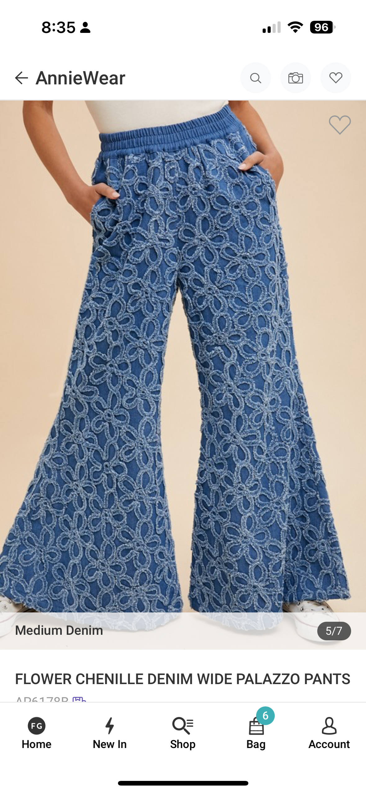 Chenille Flower Denim Pants