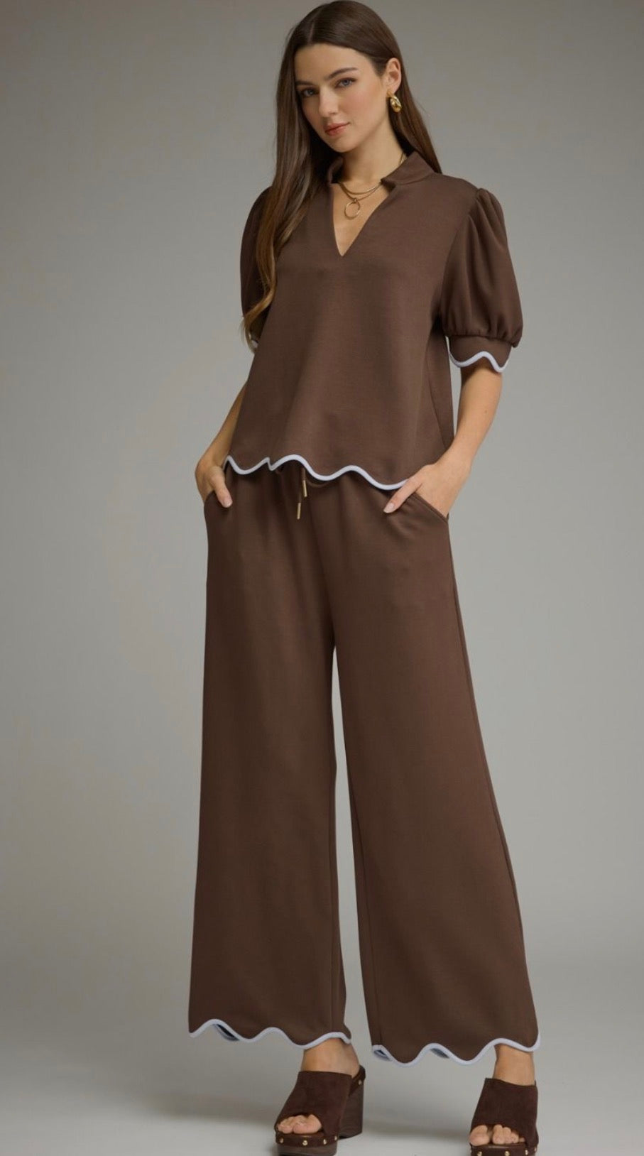 Entro Scalloped Scuba Pants Set