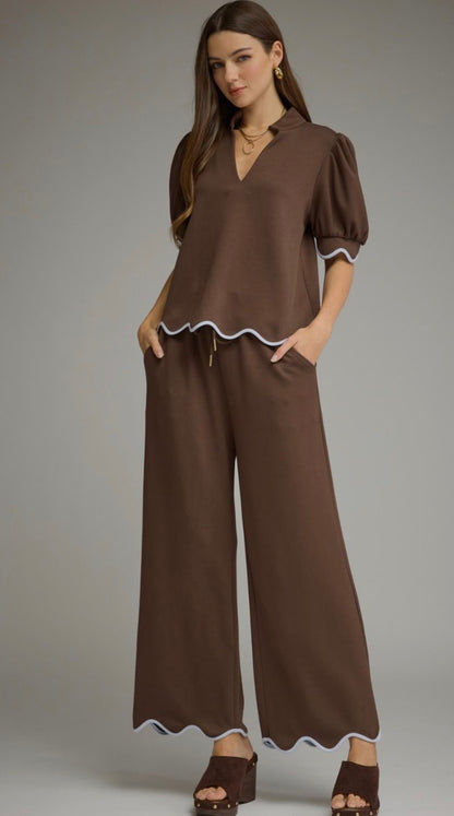 Entro Scalloped Scuba Pants Set