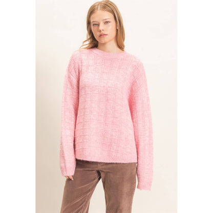 Grid Textured Knit Sweater