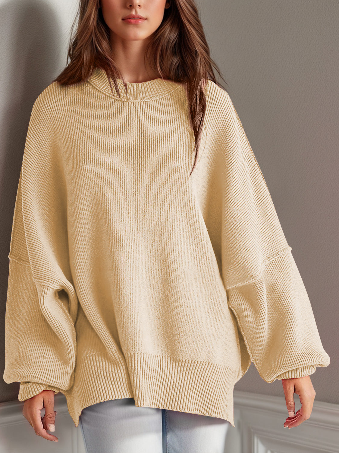 Mandy Side Slit Sweater  Oversized Pullover Sweater