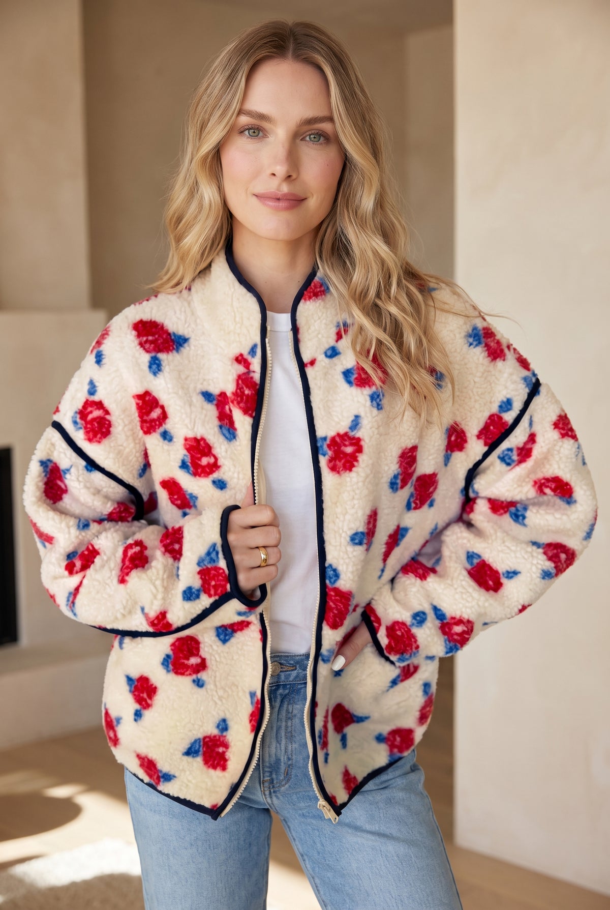 Get Stuff Done Floral Fleece Jacket
