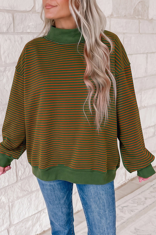 Expect The Best Ribbed Mock Neck Oversized Sweatshirt