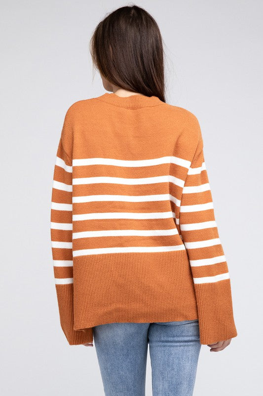 Unload Love Ribbed Hem Stripe Sweater