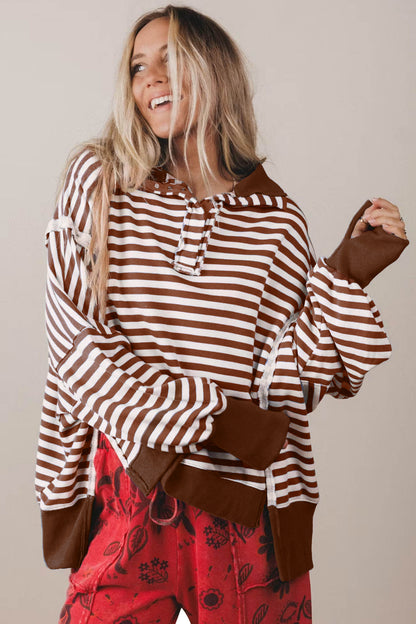 Morgan Split Hem Loose Pullover Sweatshirt