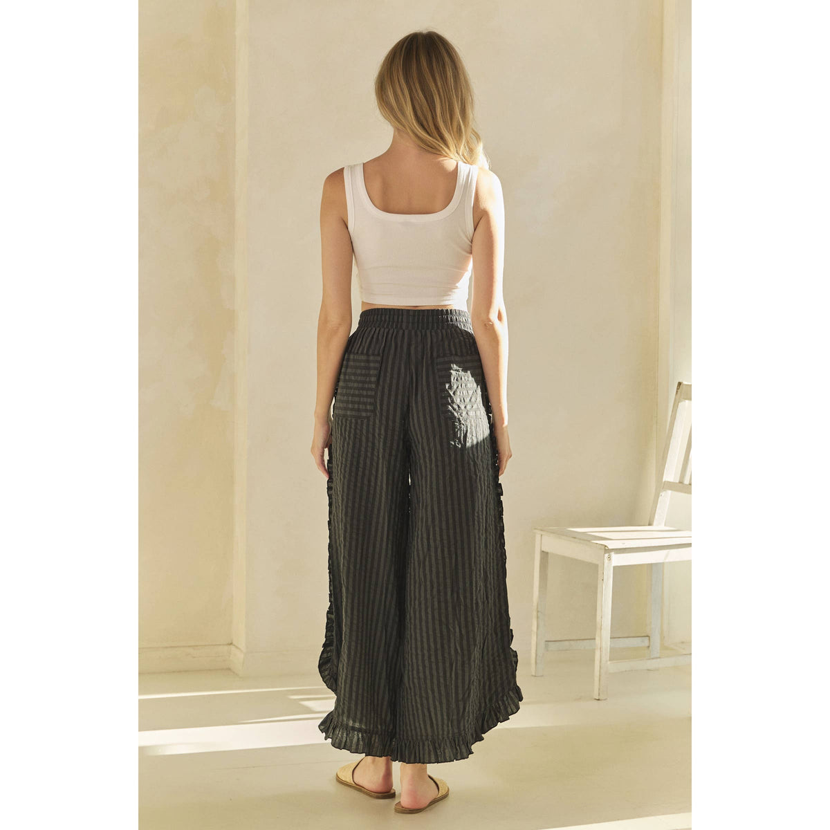 Breezy Stripe Linen Wide Leg Pants