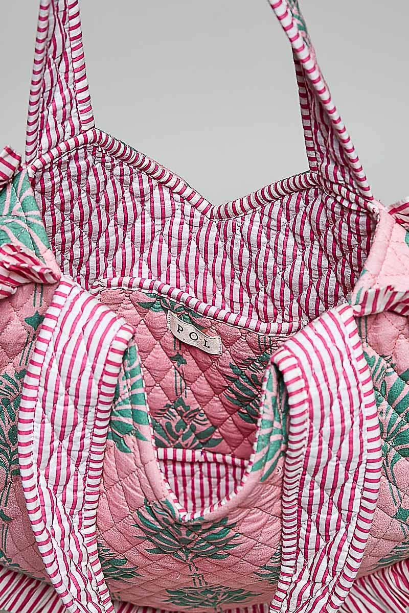 Heart Shaped Ruffle Edge Quilted Tote Bag