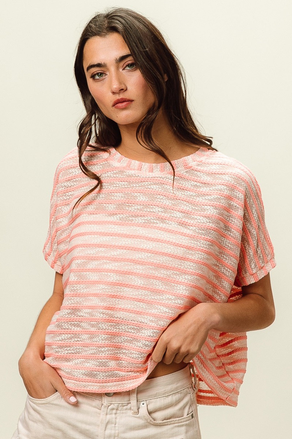 BiBi Holly Braid Striped Top