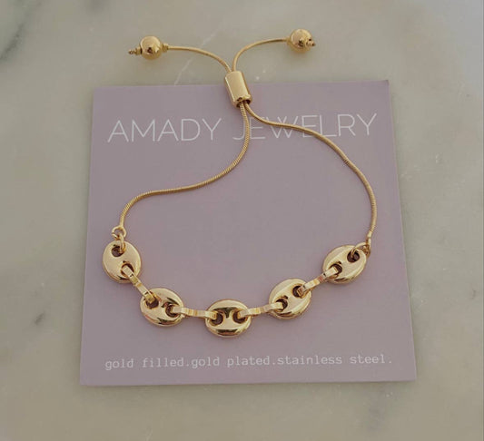 Amady 18K Gold Filled Mariner Coffee Chain with extension