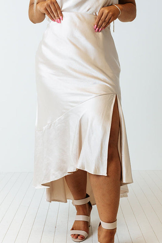 Life of The Party Plus Size Slit Ruffled Skirt