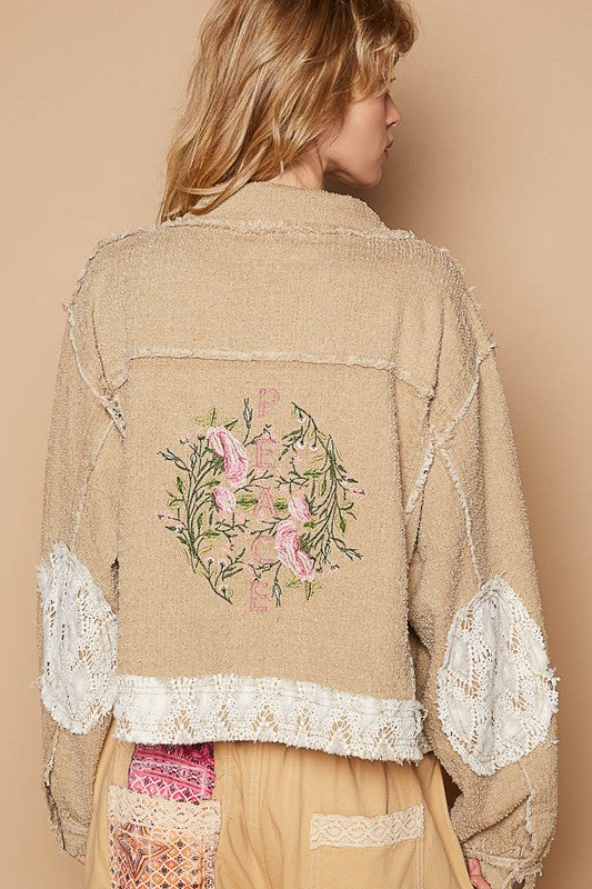 POL Crochet Patch Embroidered Jacket