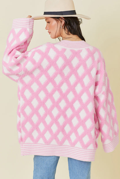 Pink Rhombus Cardigan