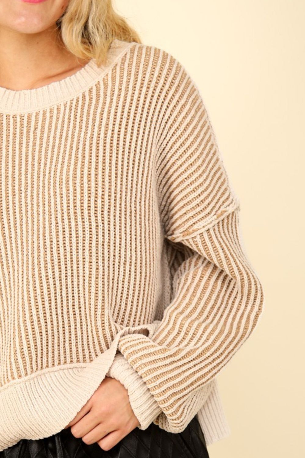 VERY J Ribbed Cropped Sweater