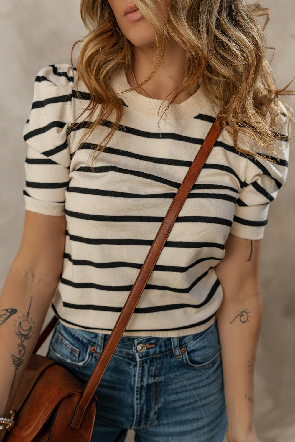 Take A Break Away Striped Puff Sleeve Top