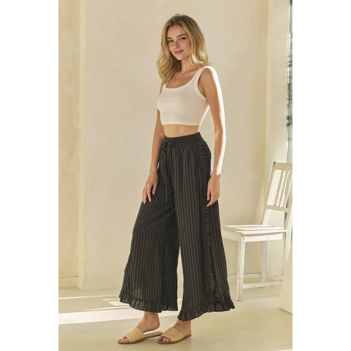 Breezy Stripe Linen Wide Leg Pants