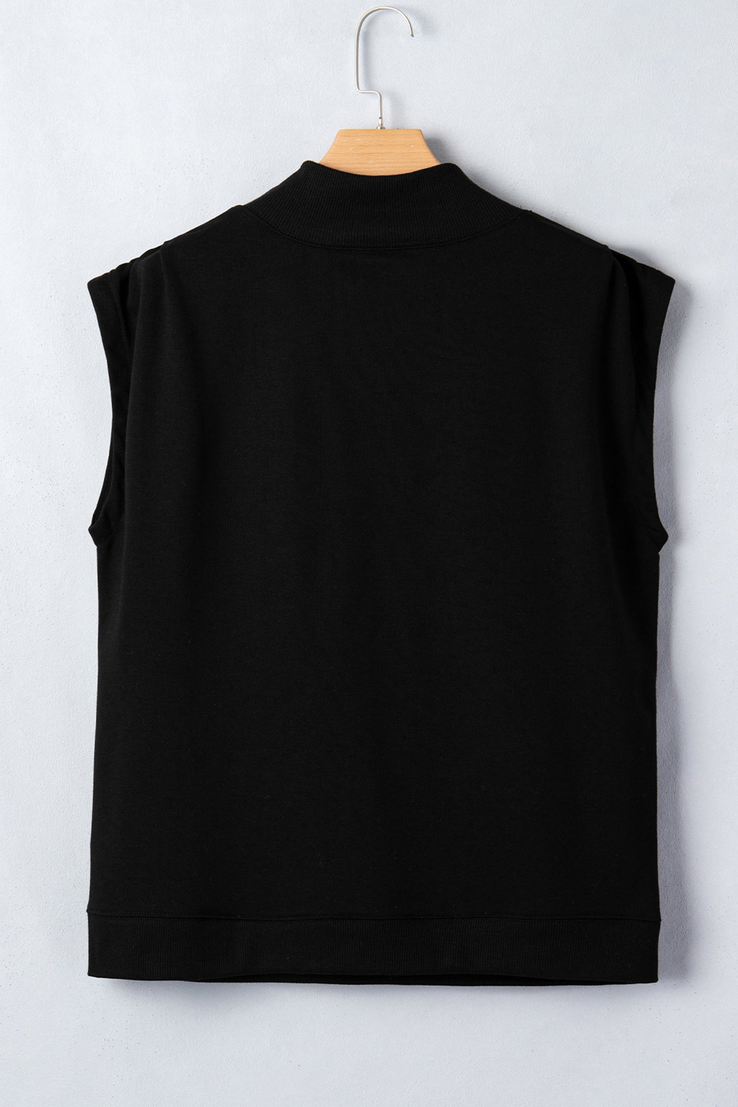 Solid Mock Neck Cap Sleeve Oversized Top