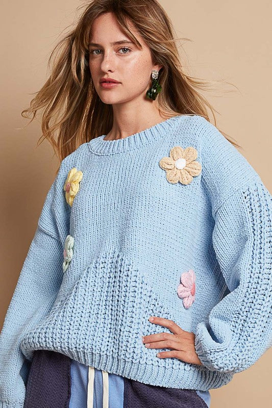 POL Crochet Flower Sweater