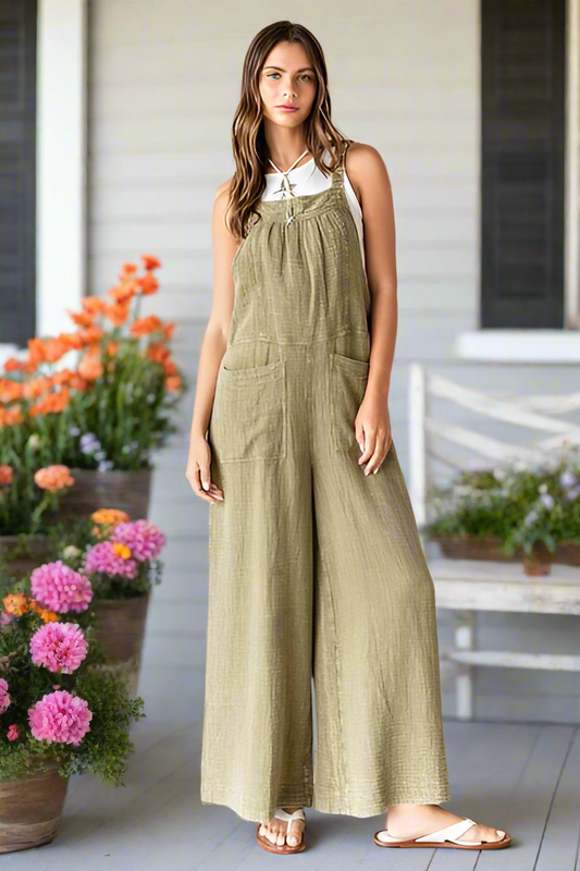Mittoshop Textured Wide Leg Overalls
