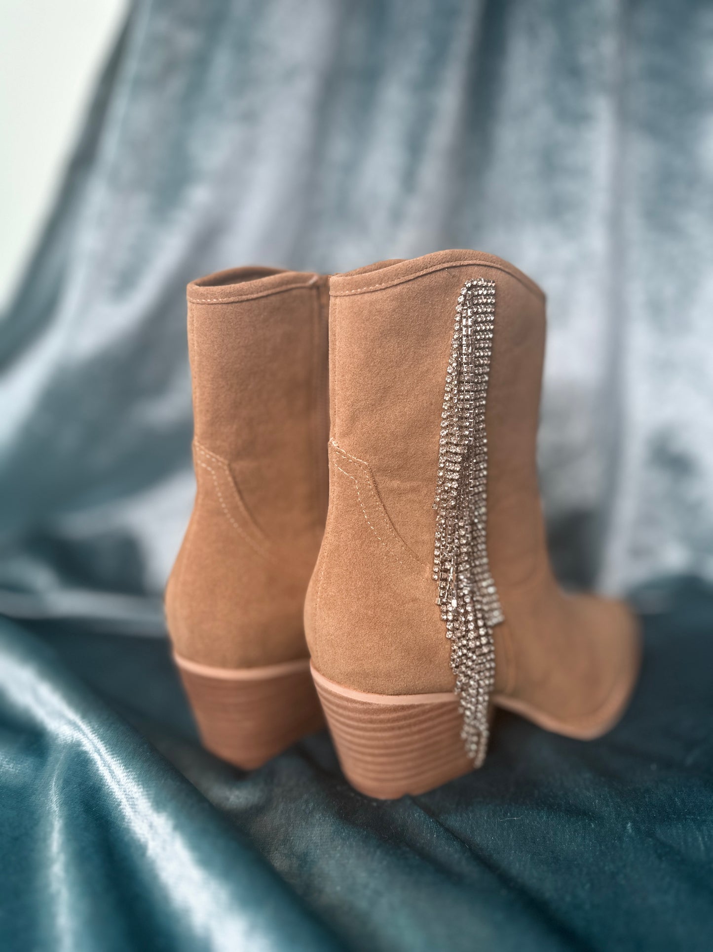 The Brynn Rhinestone Fringe Boot - Oasis Society