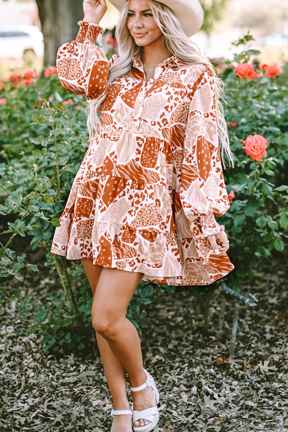 Pumpkin Latte Leopard Mini Dress