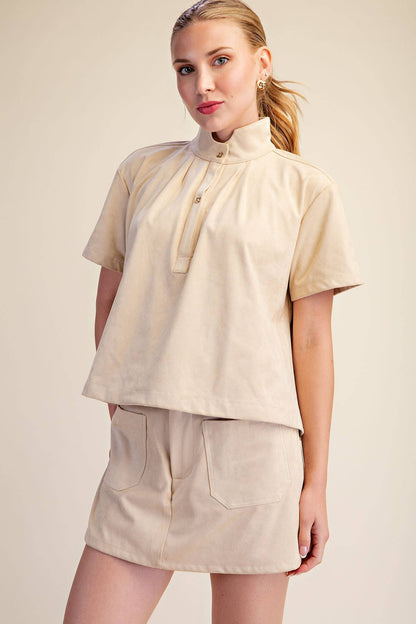 Let Them Brushed Suede Skirt Set