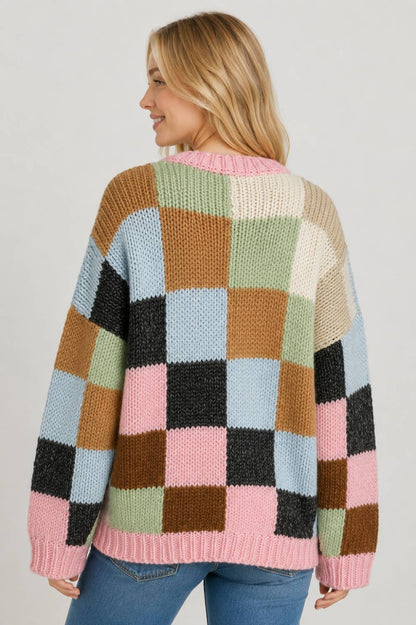 Chunky Checkers Oversized Sweater