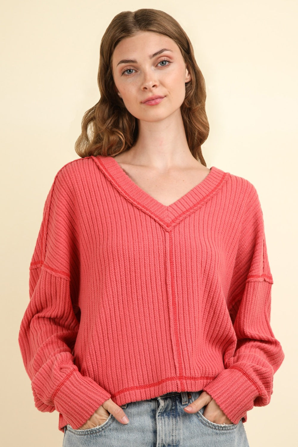 VERY J Ribbed Knit Top