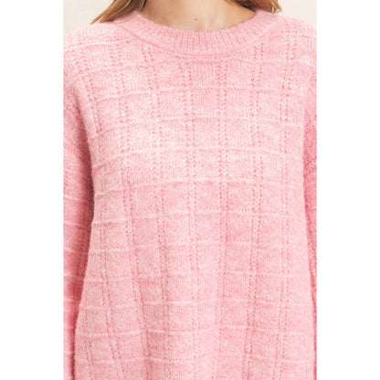 Grid Textured Knit Sweater