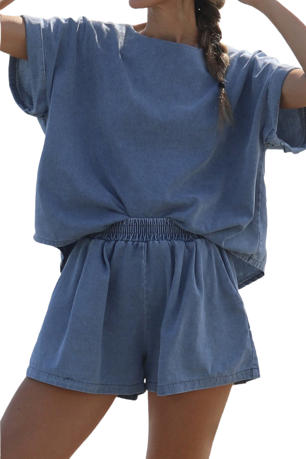 Peace and Love Top and Shorts Denim Set