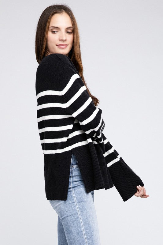 Unload Love Ribbed Hem Stripe Sweater