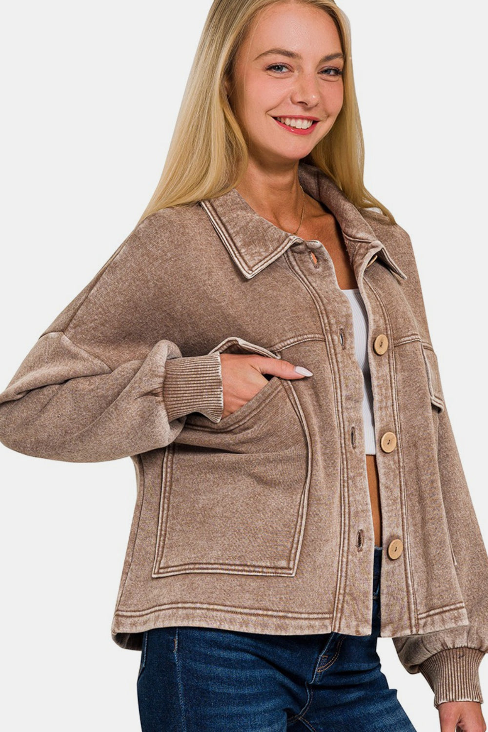 Zenana Mocha Shacket