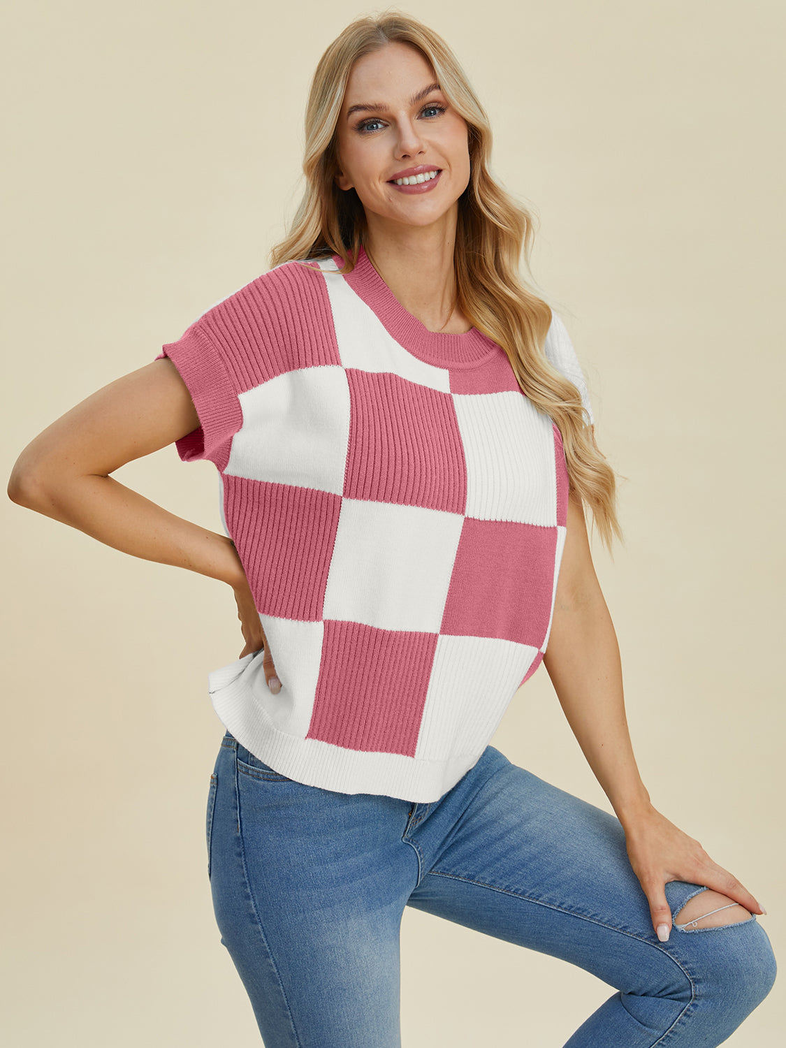 Double Take Checkered Sweater