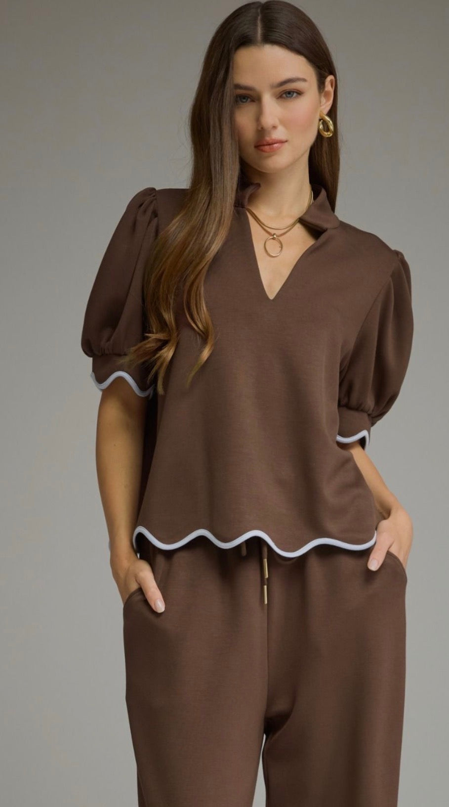 Entro Scalloped Scuba Pants Set