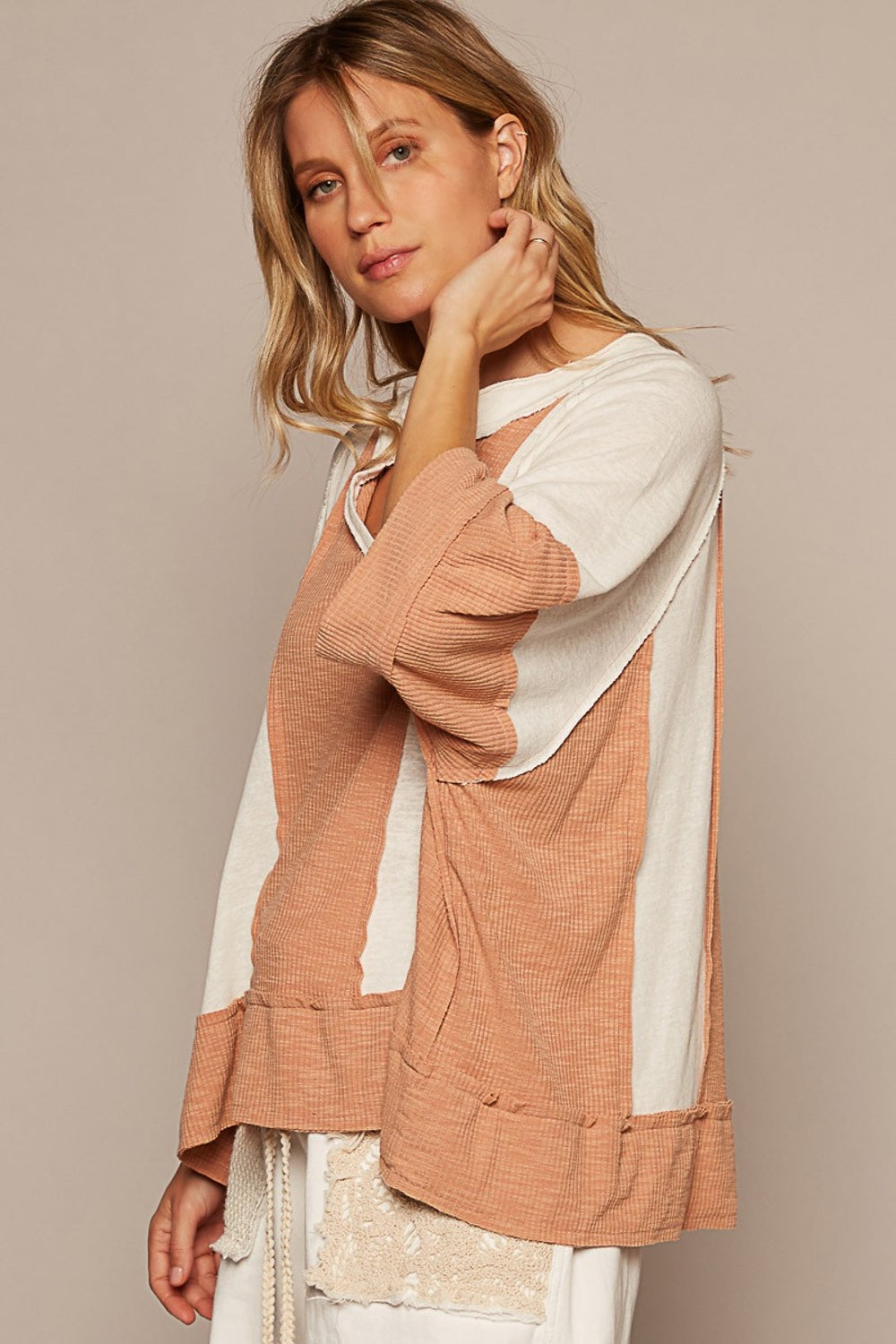 POL Oversized Contrast Top