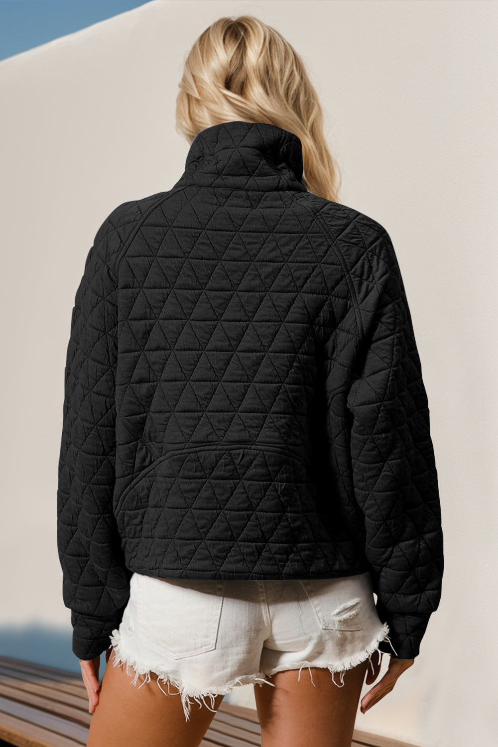 Double Take Half Zip Quilted Pullover