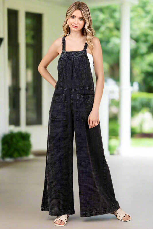 Mittoshop Textured Wide Leg Overalls