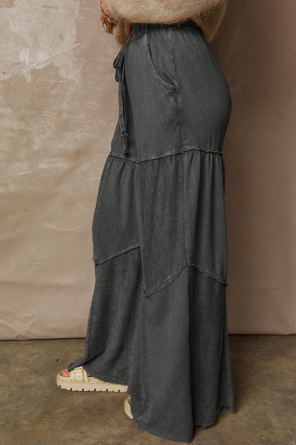 Mineral Wash Patchwork Drawstring Pants