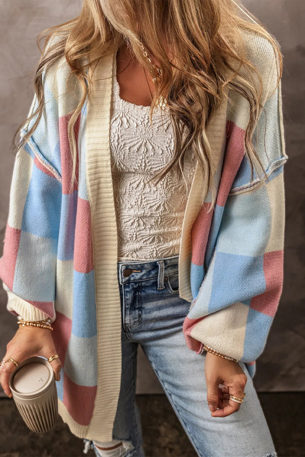 Precilla Color Block Cardigan Sweater