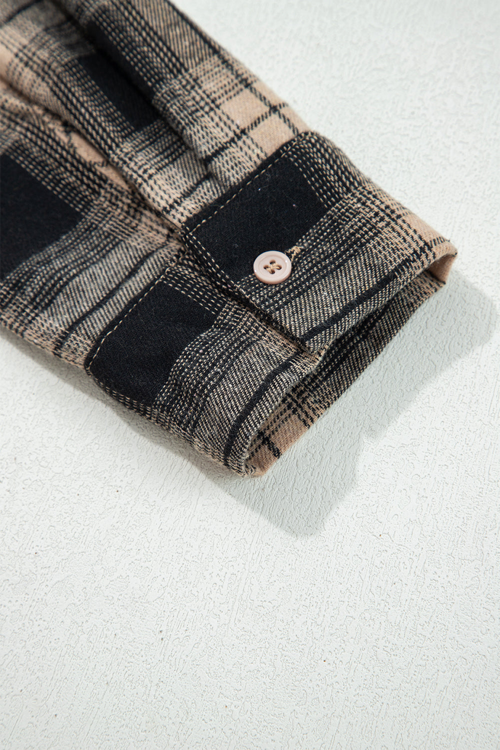 Plaid Double Flap Pocket Brushed Shacket