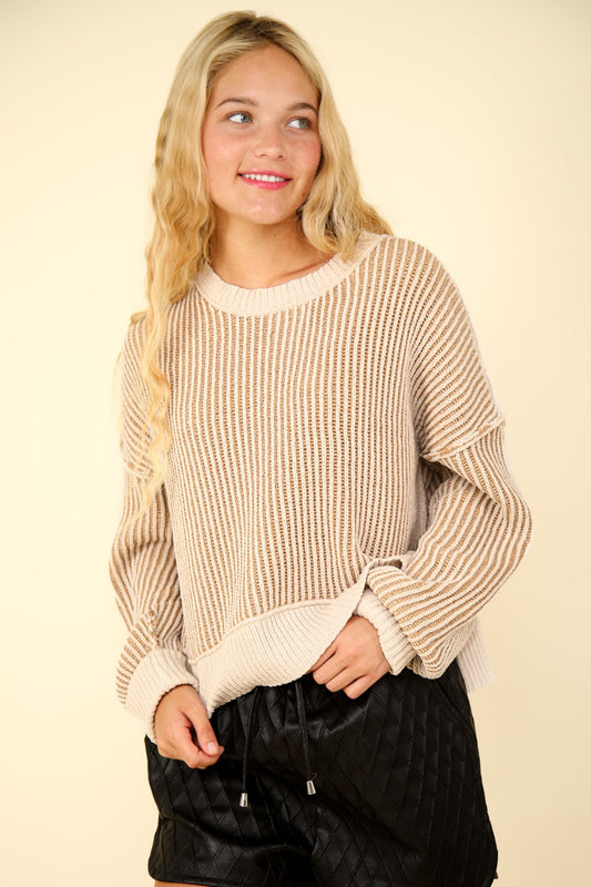 VERY J Ribbed Cropped Sweater