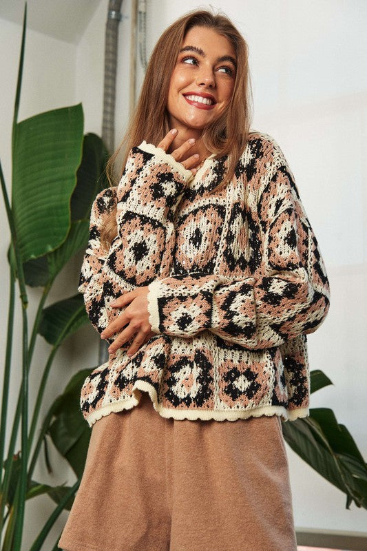 Alyssa Crochet Patchwork Sweater