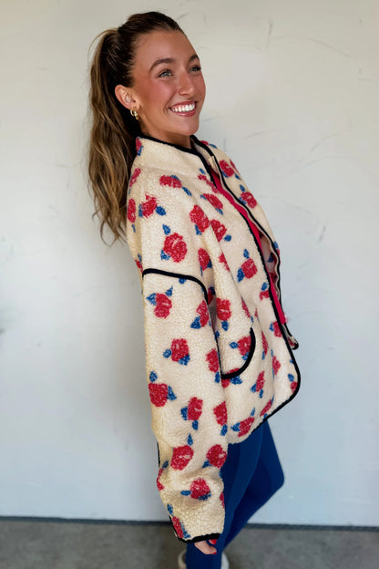 Get Stuff Done Floral Fleece Jacket