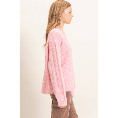 Grid Textured Knit Sweater