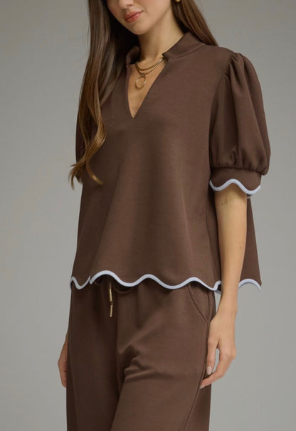 Entro Scalloped Scuba Pants Set