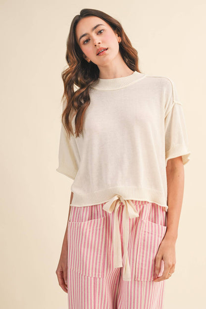 Lillith Cream Lightweight Knit Top
