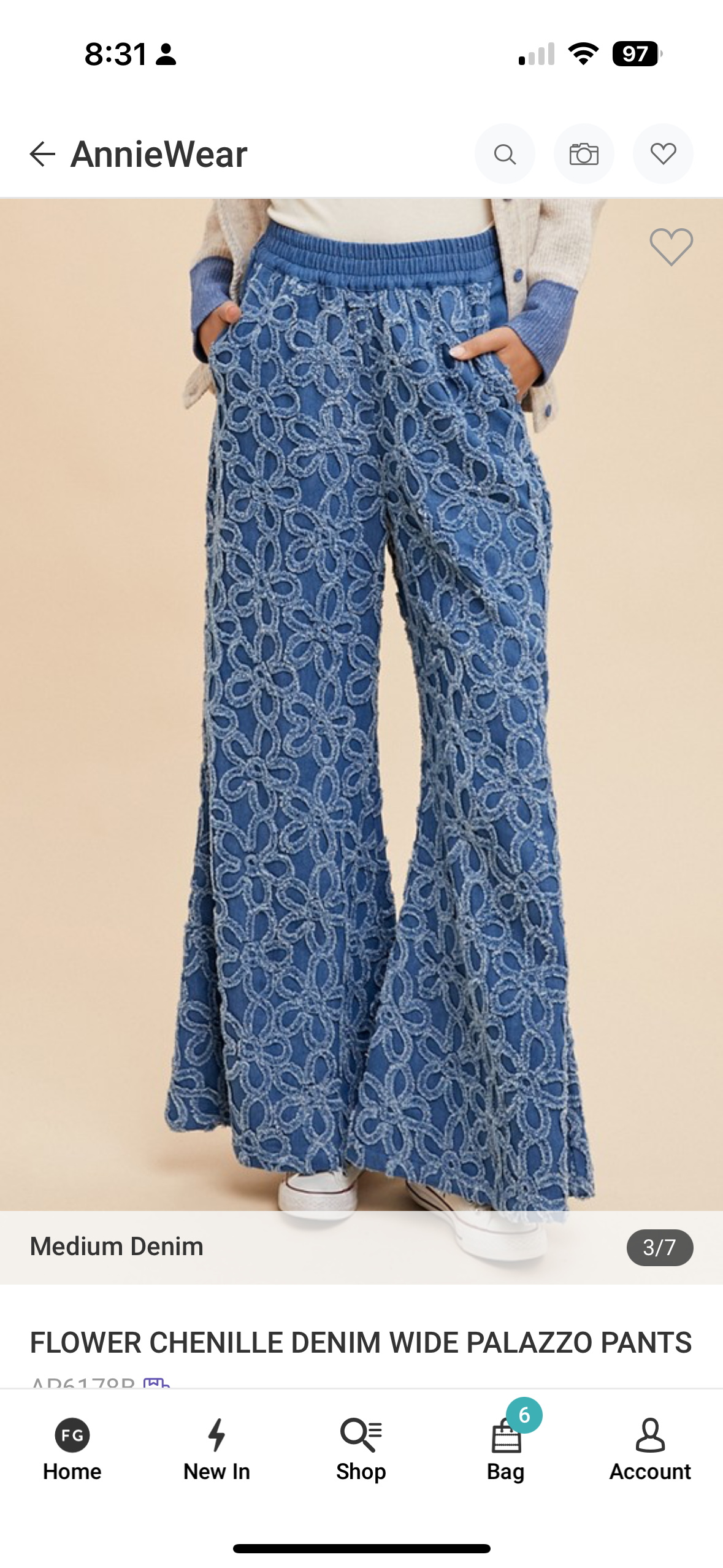 Chenille Flower Denim Pants