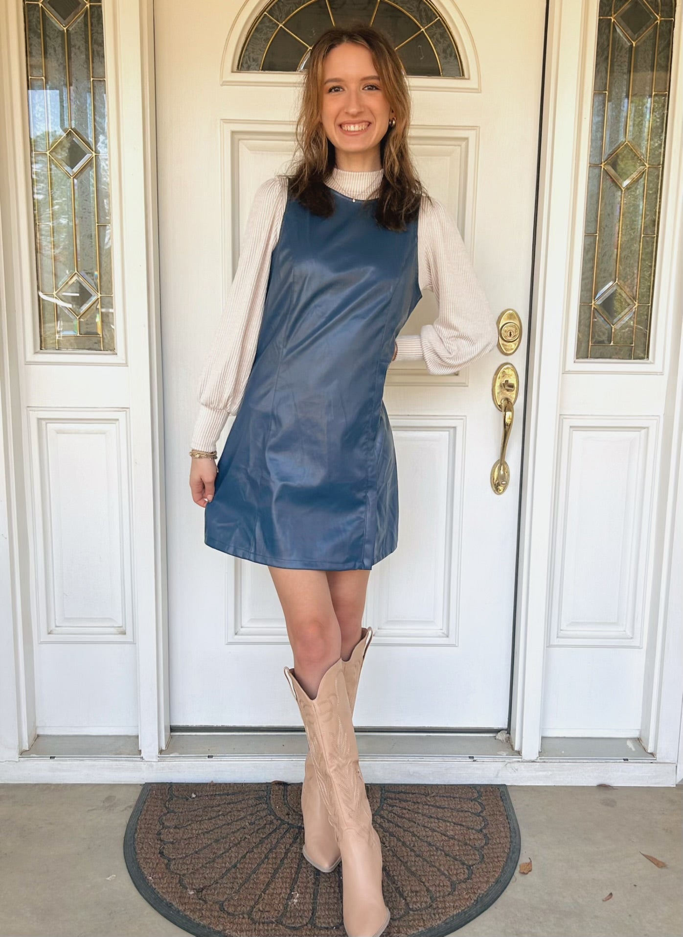 Eagle Blue Leather Mini Dress